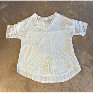 Women's Top Cream Small Oversized Beachy Vibes Boho Chic Cozycore Effortless
